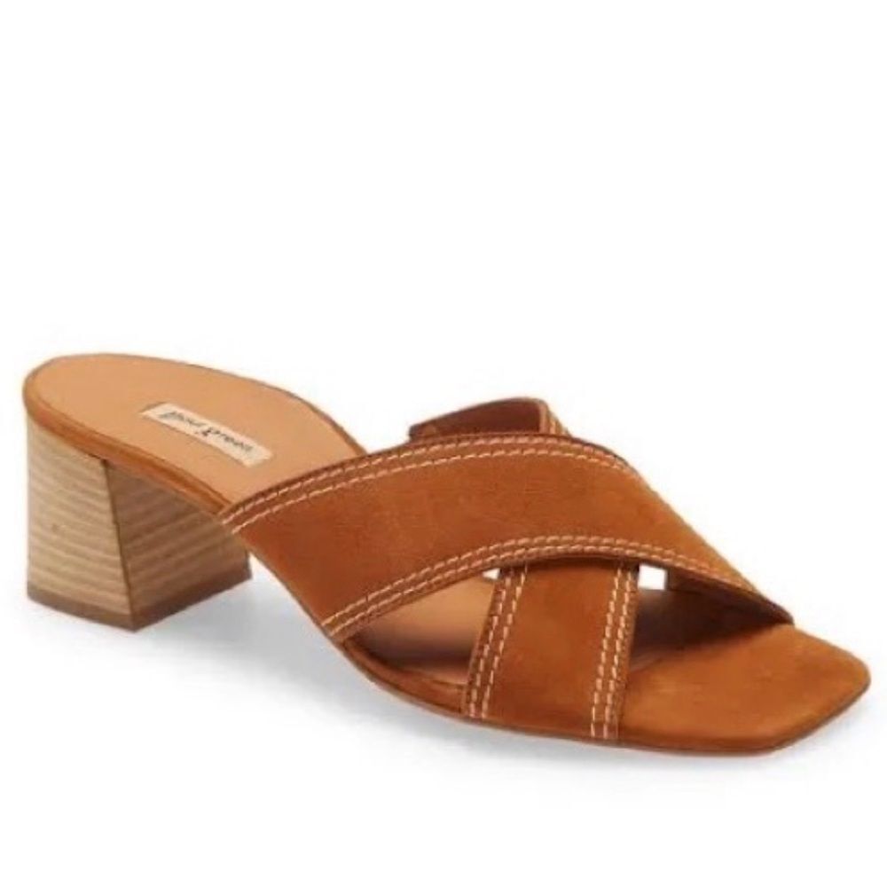 Paul Green Tan Suede Crossband Block Heel Sandals USA size 9